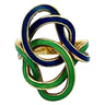 Antique 14 Karat Yellow Gold Guilloché Green and Blue Enamel Ring