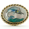 Vintage 14 Karat Yellow Gold Marlin Reverse Painting Intaglio Crystal Brooch Pin