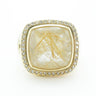 David Yurman Cushion Cut Rutilated Quartz and Diamond 18 Karat Yellow Gold Ring