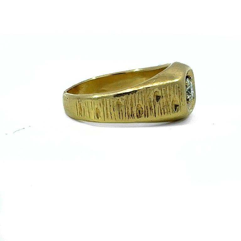 Diamond 14 Karat Yellow Gold Men's Band Ring