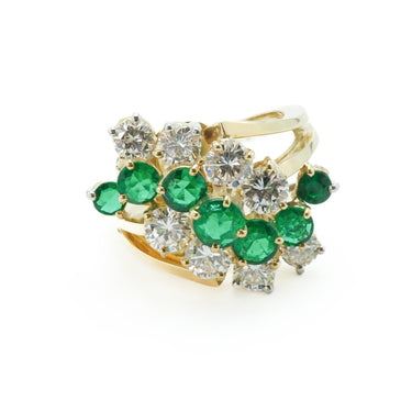Moderist 18 Karat Kurt Wayne Ring with Emeralds and Diamonds