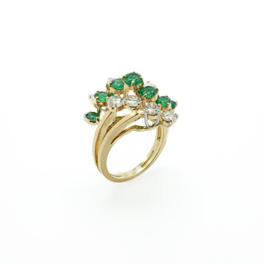 Moderist 18 Karat Kurt Wayne Ring with Emeralds and Diamonds