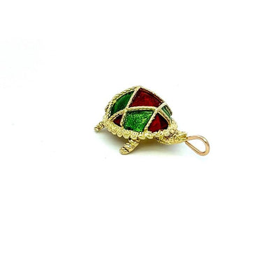 Rare Vintage Cartier 18 Karat Yellow Gold and Enamel Turtle Pendant
