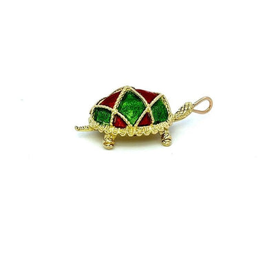 Rare Vintage Cartier 18 Karat Yellow Gold and Enamel Turtle Pendant
