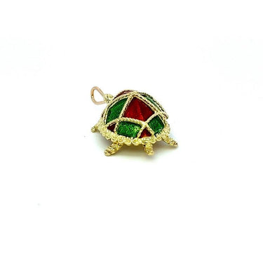 Rare Vintage Cartier 18 Karat Yellow Gold and Enamel Turtle Pendant