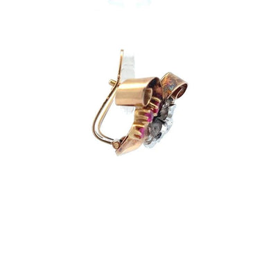French 20th Century Retro 18 Karat Rose Gold With Rose Cut Diamonds and Rubies