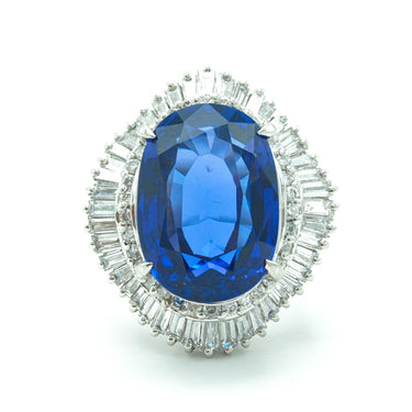 16.2 Carat Tanzanite and Ballerina Diamond Mounting Cocktail Ring