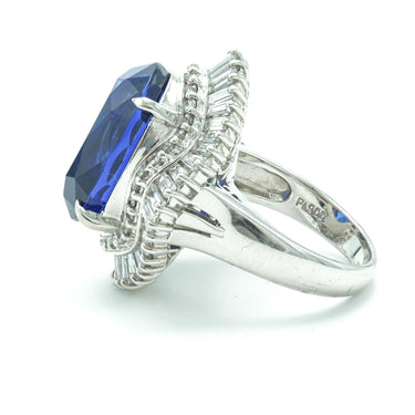 16.2 Carat Tanzanite and Ballerina Diamond Mounting Cocktail Ring