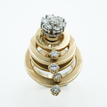 Retro 14 Karat Yellow Gold Diamond Articulated Spinner Ring