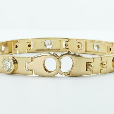 Men's Italian 18 Karat Yellow Gold Bracelet with 5.5 Carats of Bright Diamonds