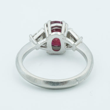 French Platinum Mounted Burma Heated Ruby 1.3 Carat With Diamonds