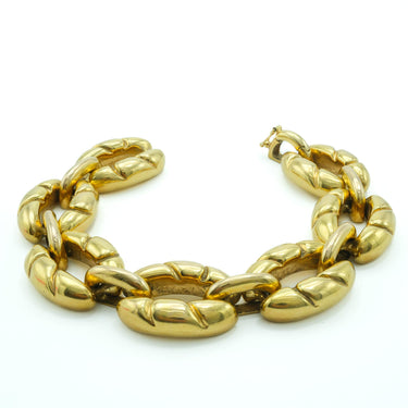 Vintage Italian Chunky 18 Karat Yellow Gold Oval Link Bracelet
