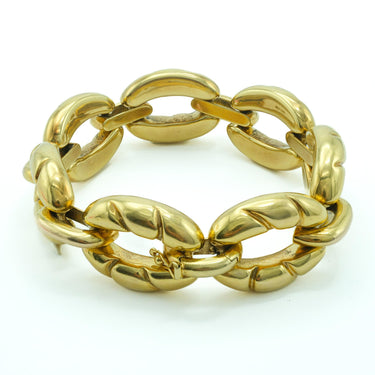 Vintage Italian Chunky 18 Karat Yellow Gold Oval Link Bracelet