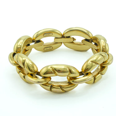 Vintage Italian Chunky 18 Karat Yellow Gold Oval Link Bracelet