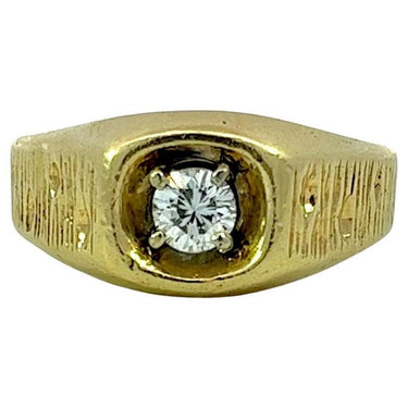 Diamond 14 Karat Yellow Gold Men's Band Ring