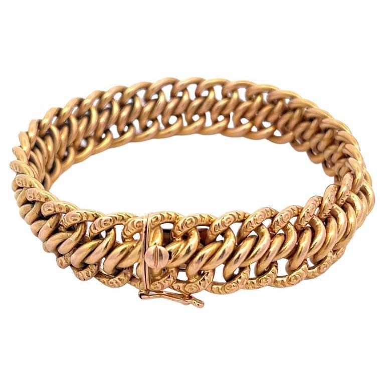 C. 1950 French Curb Link Bracelet in 18 Karat Yellow Gold