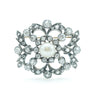 Edwardian 10 Karat White Gold and Silver Topped Diamond and Pearl Brooch