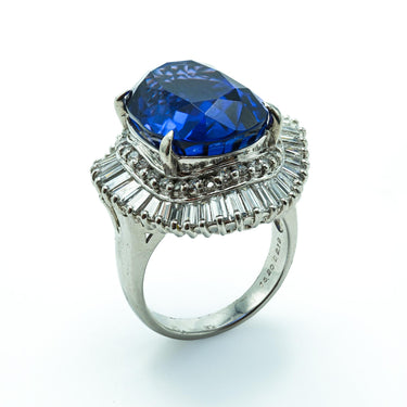 16.2 Carat Tanzanite and Ballerina Diamond Mounting Cocktail Ring