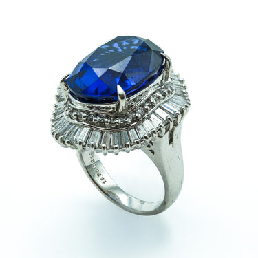 16.2 Carat Tanzanite and Ballerina Diamond Mounting Cocktail Ring