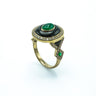 Contemporary 18 Karat Yellow Gold Emerald, Diamond and Onyx Ring