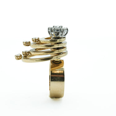 Retro 14 Karat Yellow Gold Diamond Articulated Spinner Ring